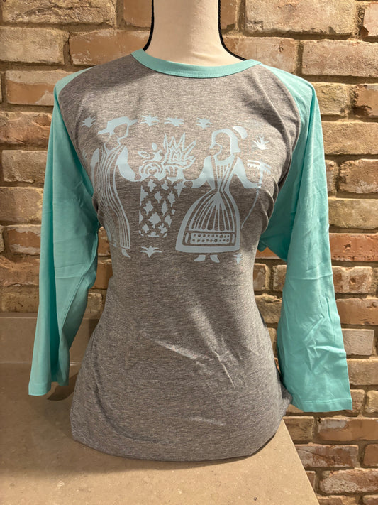 T-shirt 3/4 Teal Butterprint