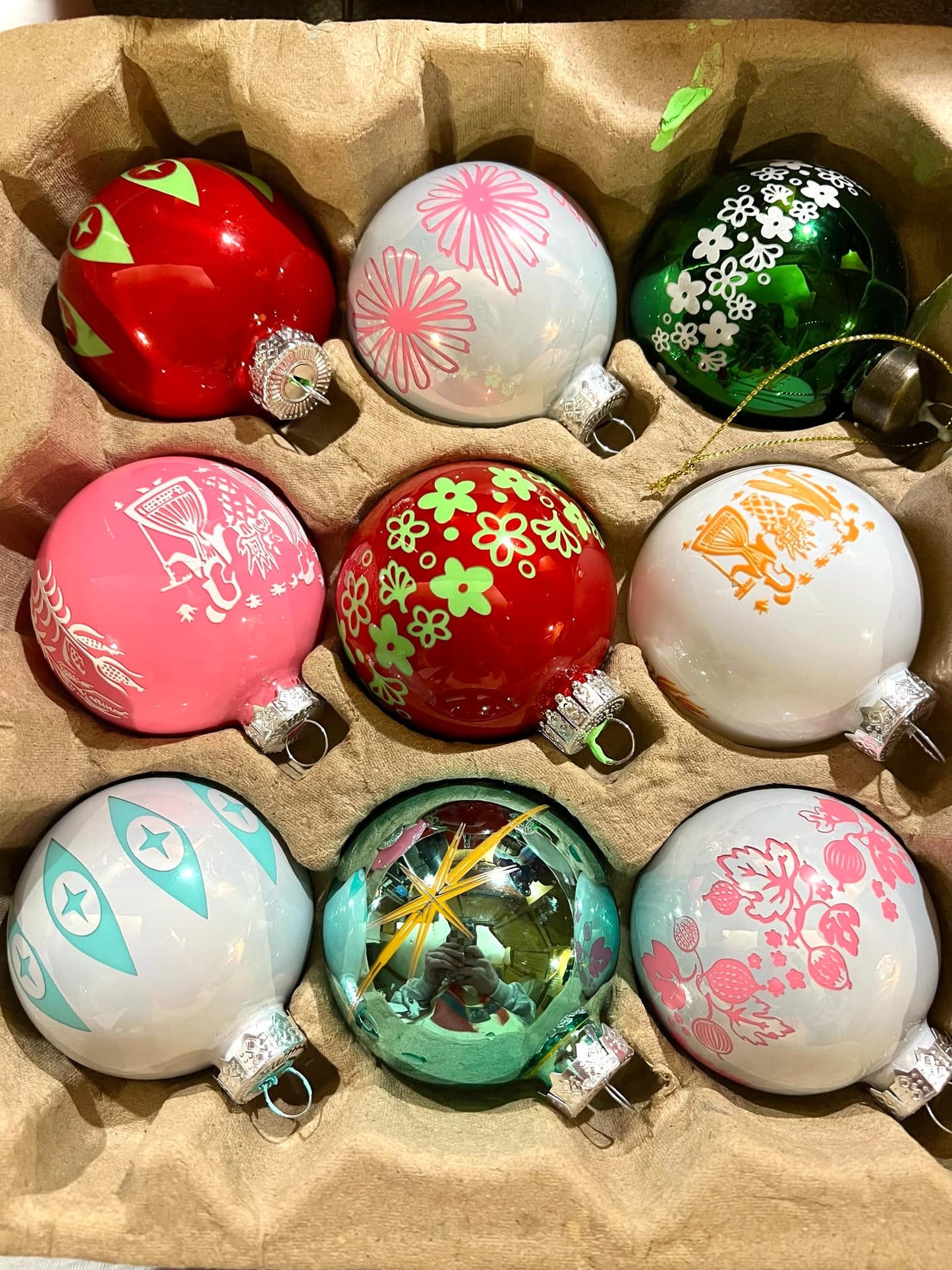 Pyrex Inspired Ornaments Set of 9