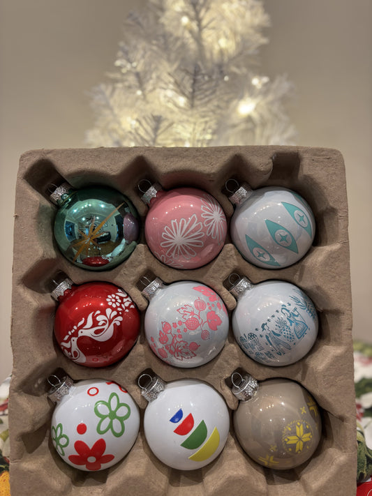 Pyrex Inspired Ornaments Set of 9