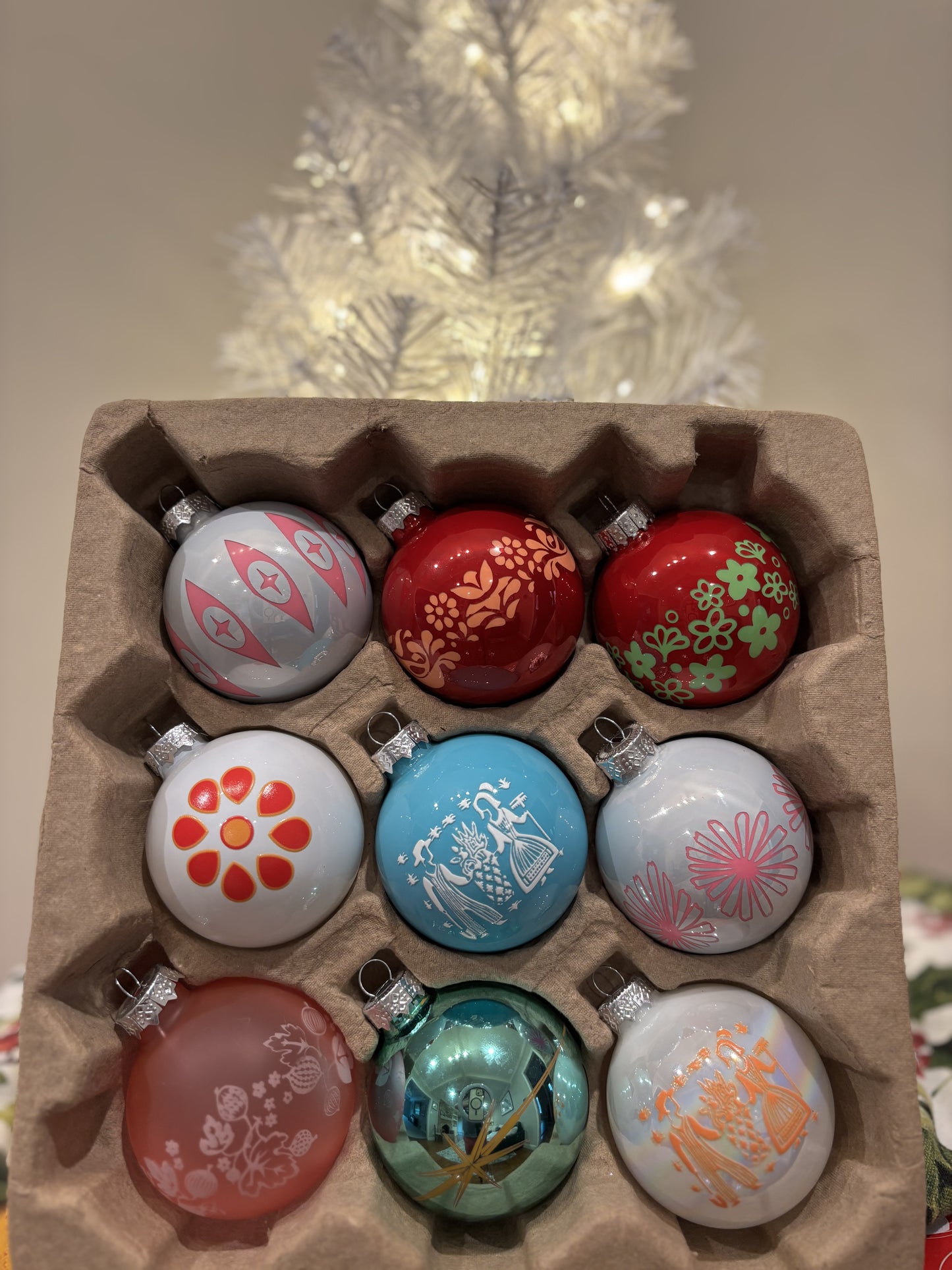 Pyrex Inspired Ornaments Set of 9